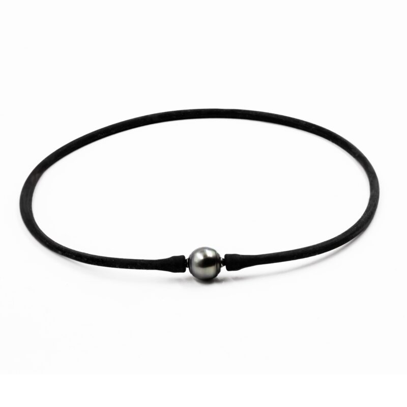 Collana uomo in Caucciù con Perla Thaiti.