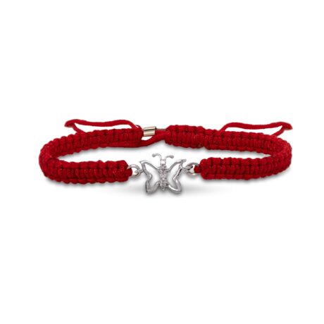 Bracciale con Farfalla in in Oro bianco 18 carati incastonata con Diamanti 0,02 carati