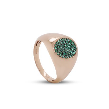 MIGN-014 SM PIC Anello in Oro Rosa 18 carati incastonato con Smeraldi 0,32 carati.