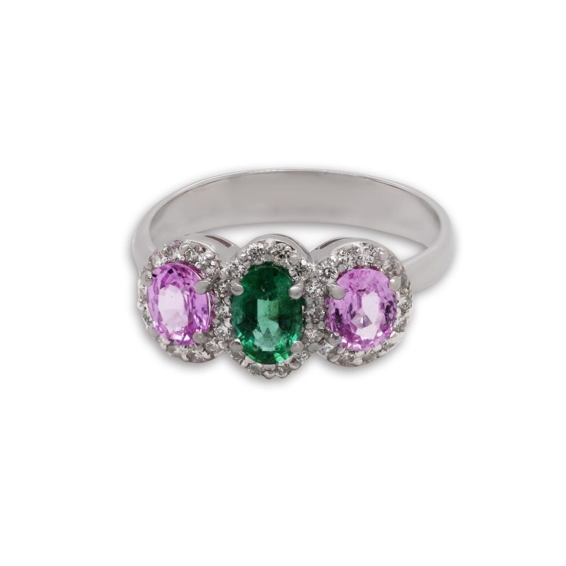 Anello in Oro con Diamanti, Zaffiri e Smeraldi  <br><h6>ANF-501 P</h6>