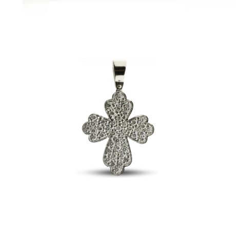 Croce in Oro bianco 18 carati incastonato con Diamanti 0,34 carati