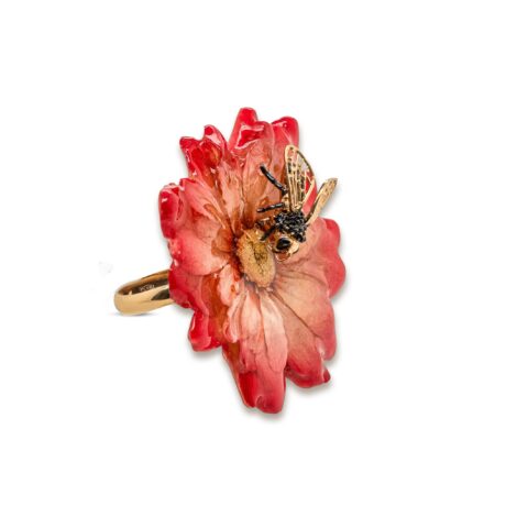 Anello Ape in Argento 925 che poggia su Fiore vero Margherita