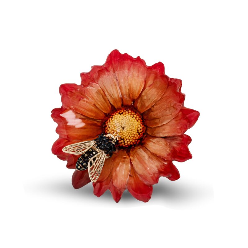 Anello Ape in Argento 925 che poggia su Fiore vero Margherita
