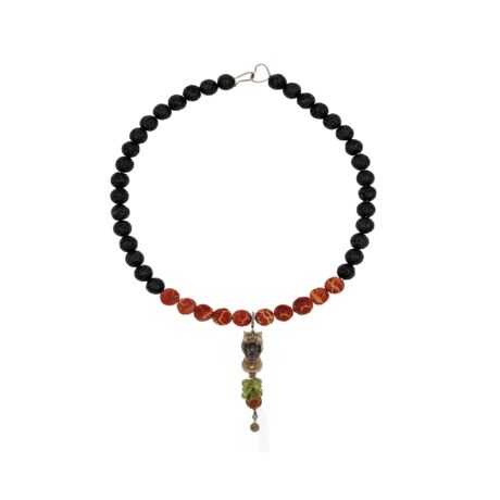 Pietra lavica con Madrepora, Ciondolo Testa di Moro e Pietre semipreziose