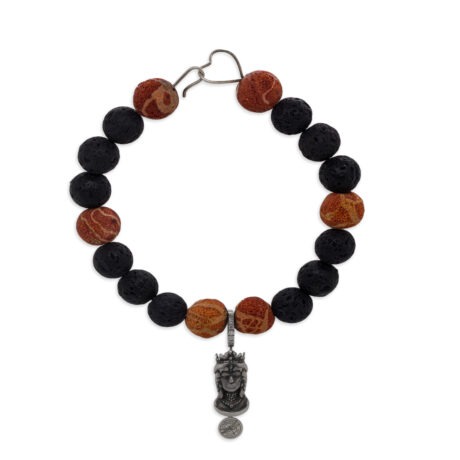 bracciale con Pietra lavica con Madrepora, Teste di Moro e Pietre semipreziose