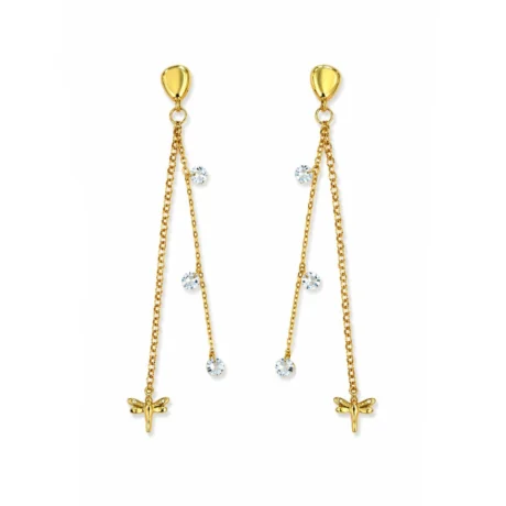 Orecchini con Libellula in Argento 925 e quarzi idrotermali