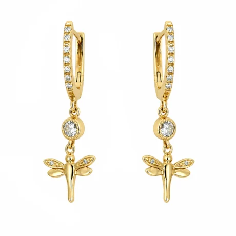 Orecchini con Libellula in Argento giallo 925