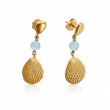 Orecchini con acquamarina con conchiglia in argento 925 