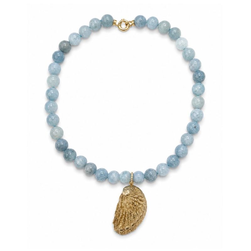 Collana con acquamarina e argento 925 con conchiglia