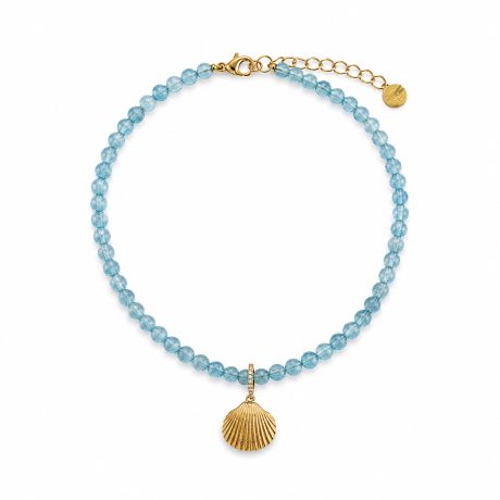 Collana con acquamarina e ciondolo conchiglia in argento 925
